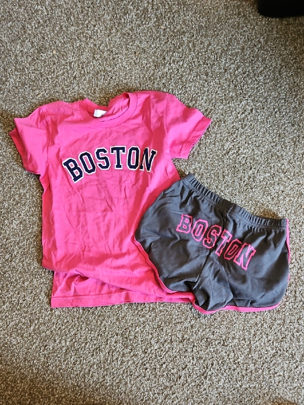 American Apparel Hot Pink Tee with Charcoal Gray Shorts